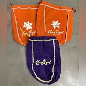 3 Crown Royal fabric bags